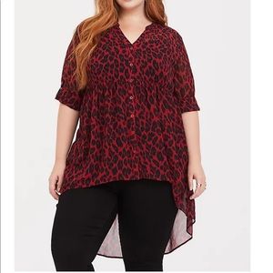 NWT Torrid Lexie Red Leopard Chiffon Tunic